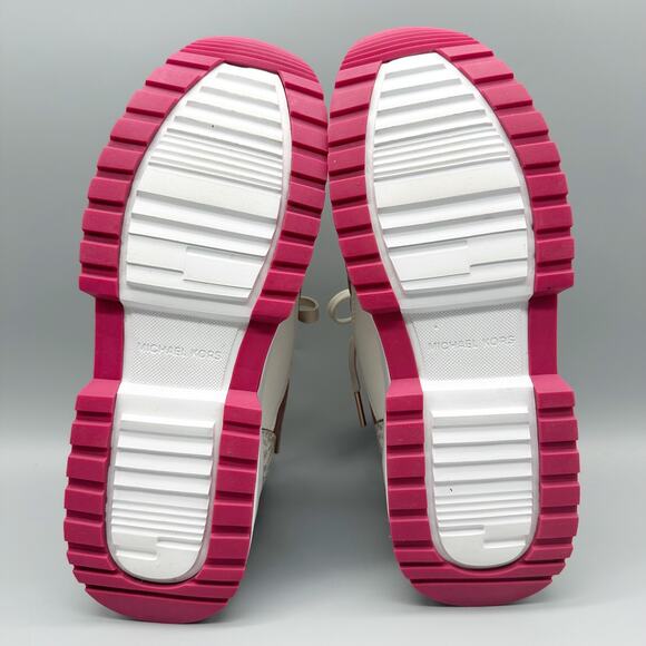 Michael Kors Muse Mixed-Media Trainers Pink Logo Canvas Sneakers Size 9 - Picture 6 of 10